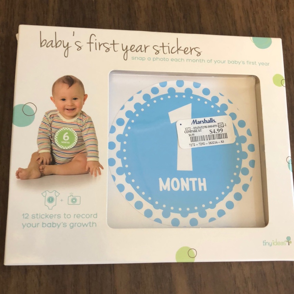 Month Sticker Baby Photographs Photos Blue Green